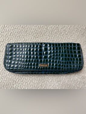Charles David Black Croc-Embossed Clutch